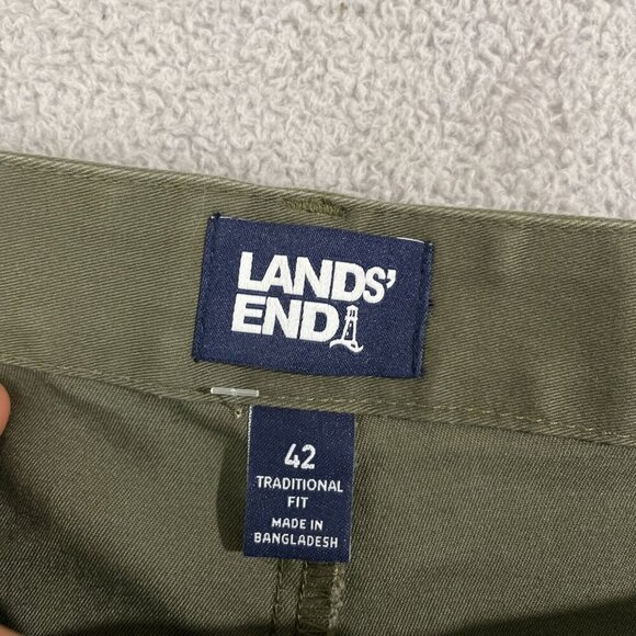 NWOT Lands' End Men's 42 Chino Pants Forest Moss Traditional Fit Elastic Waist - Picture 4 of 8